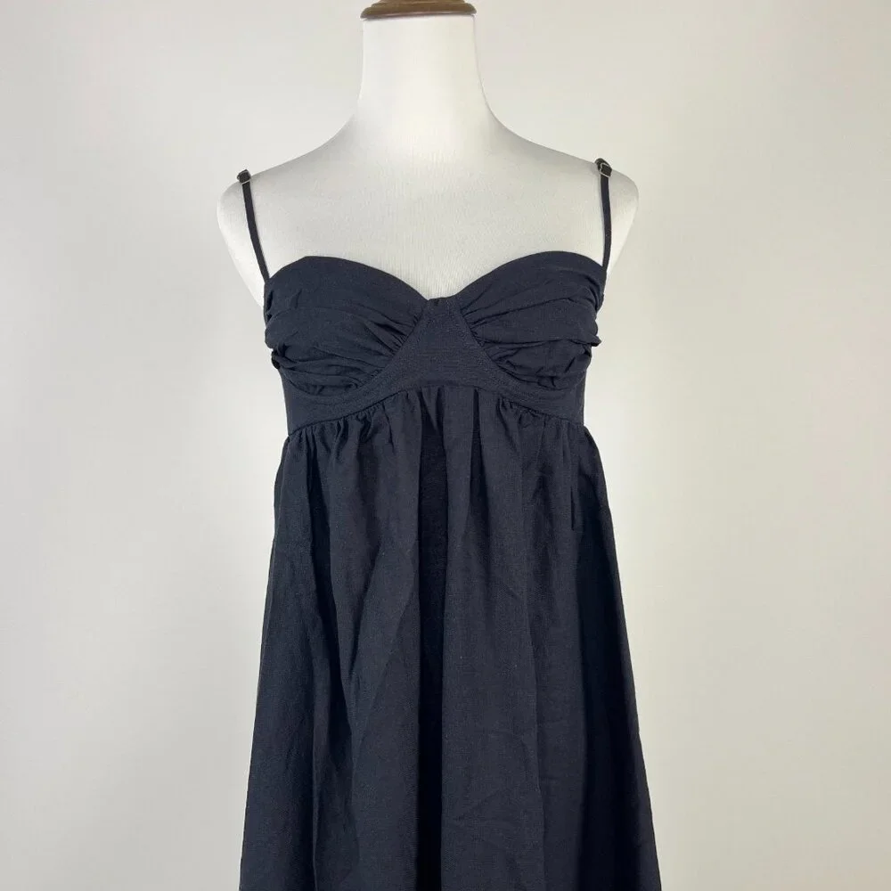 NWOT Farm Rio Linen Blend Black Sleeveless Maxi Dress Size L - Picture 3 of 12